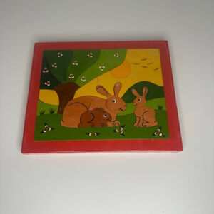 New Sealed Weizenkorn Wooden Rabbit Bunny 30pc Puzzle w/ Frame Collectible Kids